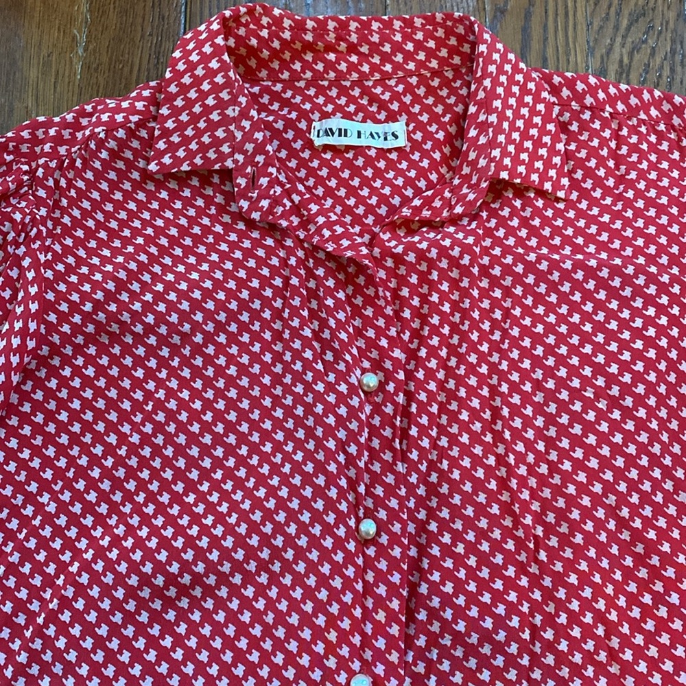 Vintage Houndstooth & Pearl Blouse